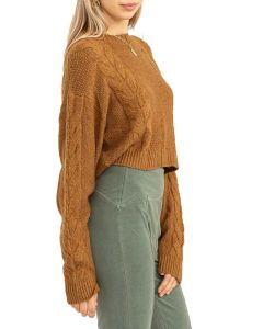 Hyfve Snuggly Cropped Sweater Pale Brown