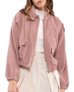 Blu Pepper Ls Cord Crop Jacket Mauve