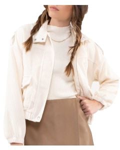 Blu Pepper Ls Cord Crop Jacket Oatmeal