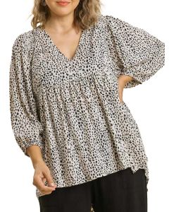 Umgee USA 3/4 Dlmation Tunic Creme