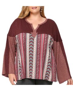 GiGiO Ls Mix Print Tunic Wine