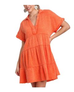 Umgee USA Minwash Tier Dress Tangerine