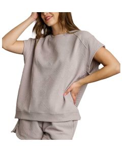 Umgee USA Oversized Criss Cross Jacquard Top Stone