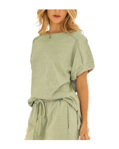 Oddi Washed Short Sleeve Sweatshirt Washed Sage