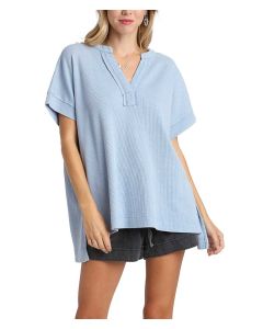 Umgee USA Waffle Tunic Light Blue