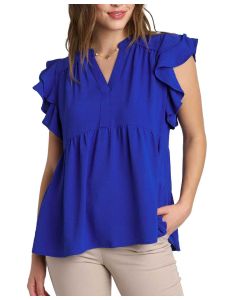 Umgee USA Ruffle Babydoll Top Sapphire