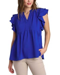 Umgee USA Ruffle Babydoll Top Sapphire