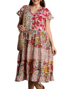 Umgee USA Floral Dress Rose Mix