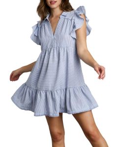 Umgee USA Stripe Tier Dress Blue