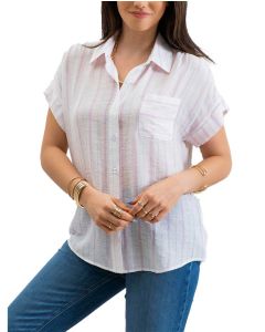 Blu Pepper Striped Button Down Shirt Pink