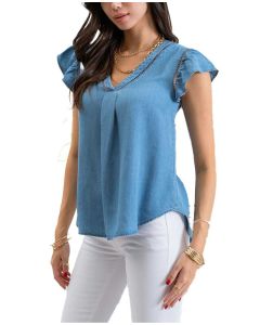 Blu Pepper Flutter Top Chambray