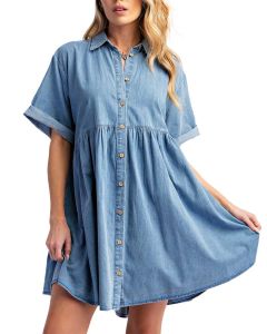 Easel Denim Dress Washed Denim