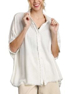 Umgee USA Linen Boxy Tunic Off-White