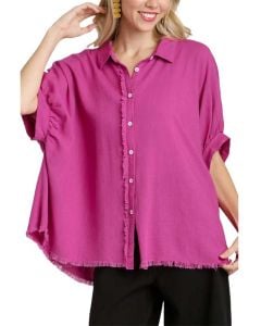 Umgee USA Linen Boxy Tunic Magenta