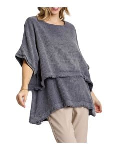 Umgee USA Layered Crepe Tunic Navy