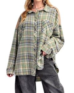 Easel Plaid Tunic Sage