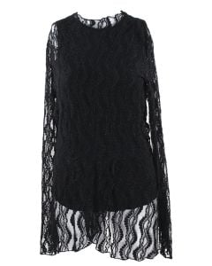 Easel All Over Lace Tunic Black