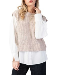 ee:some Layered Sweater Vest Top Oatmeal