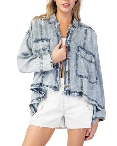 ee:some Snow Washed Button Down Jacket Denim