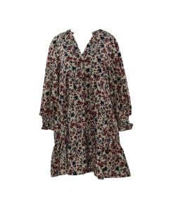 Umgee USA Floral Corduroy Dress Oatmeal