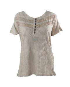 Stillwater Supply Co. Ladies Lace Trim Henley Beige