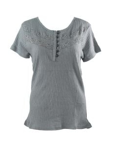 Stillwater Supply Co. Ladies Lace Trim Henley Blue