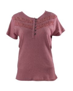 Stillwater Supply Co. Ladies Lace Trim Henley Mauve