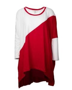 Umgee USA Colorblock Tunic Crimson White