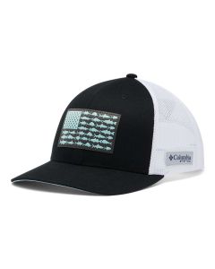 Columbia Sportswear PFG Fish Flag Mesh Snap Back Black White