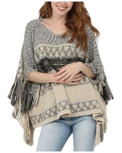 Angie Clothing Poncho Sweater Grey