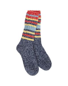 Worlds Softest Socks Weekend Ragg Crew Stripe Indigo Stripe