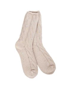 Worlds Softest Socks Ragg Cable Crew Oatmeal