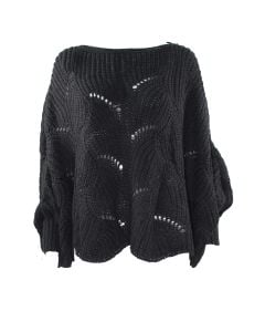 Magic Scarf Sweater Poncho Black