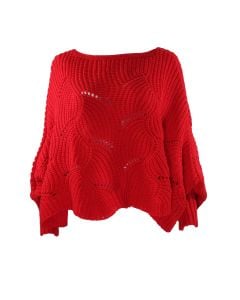 Magic Scarf Sweater Poncho Red