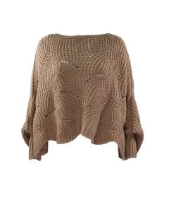 Magic Scarf Sweater Poncho Tan