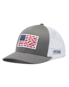 Columbia Sportswear PFG Fish Flag Mesh Snap Back Titanium, White