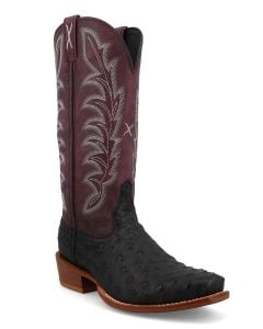 Twisted X Women's 13 Inch Reserve Boot Black Ostrich And Purple Potion